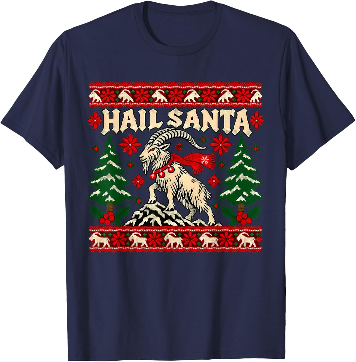 Hail Santa Winter Solstice Yule Pagan Christmas T-Shirt - Navy Blue