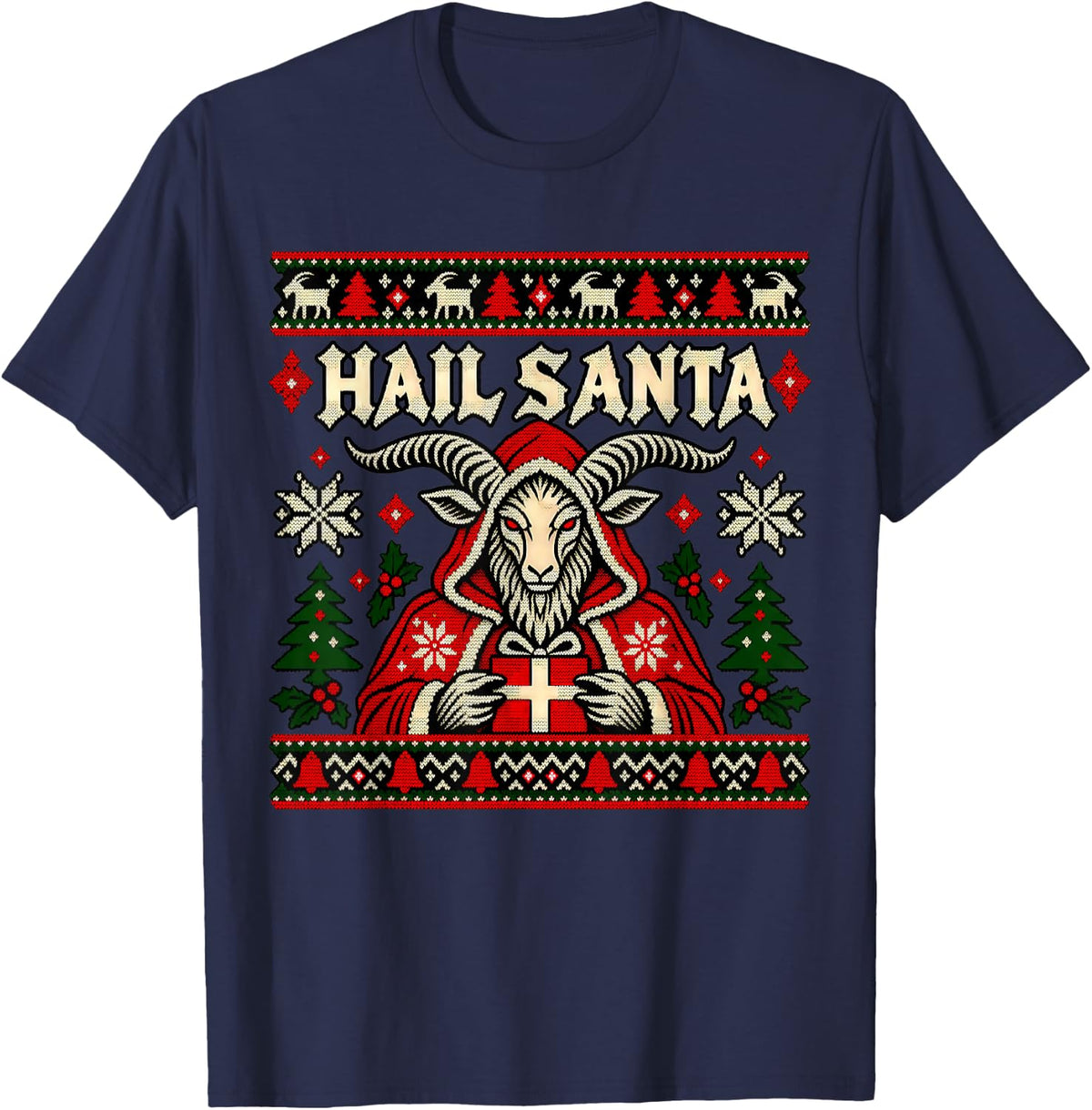 Hail Santa Winter Solstice Yule Pagan Christmas Dark Xmas T-Shirt - Navy Blue