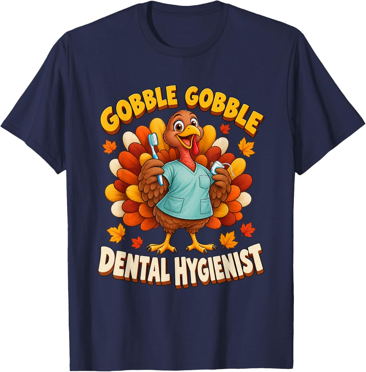 Thanksgiving School Bus Driver Fall Turkey Humor T-Shirt - Navy Blue