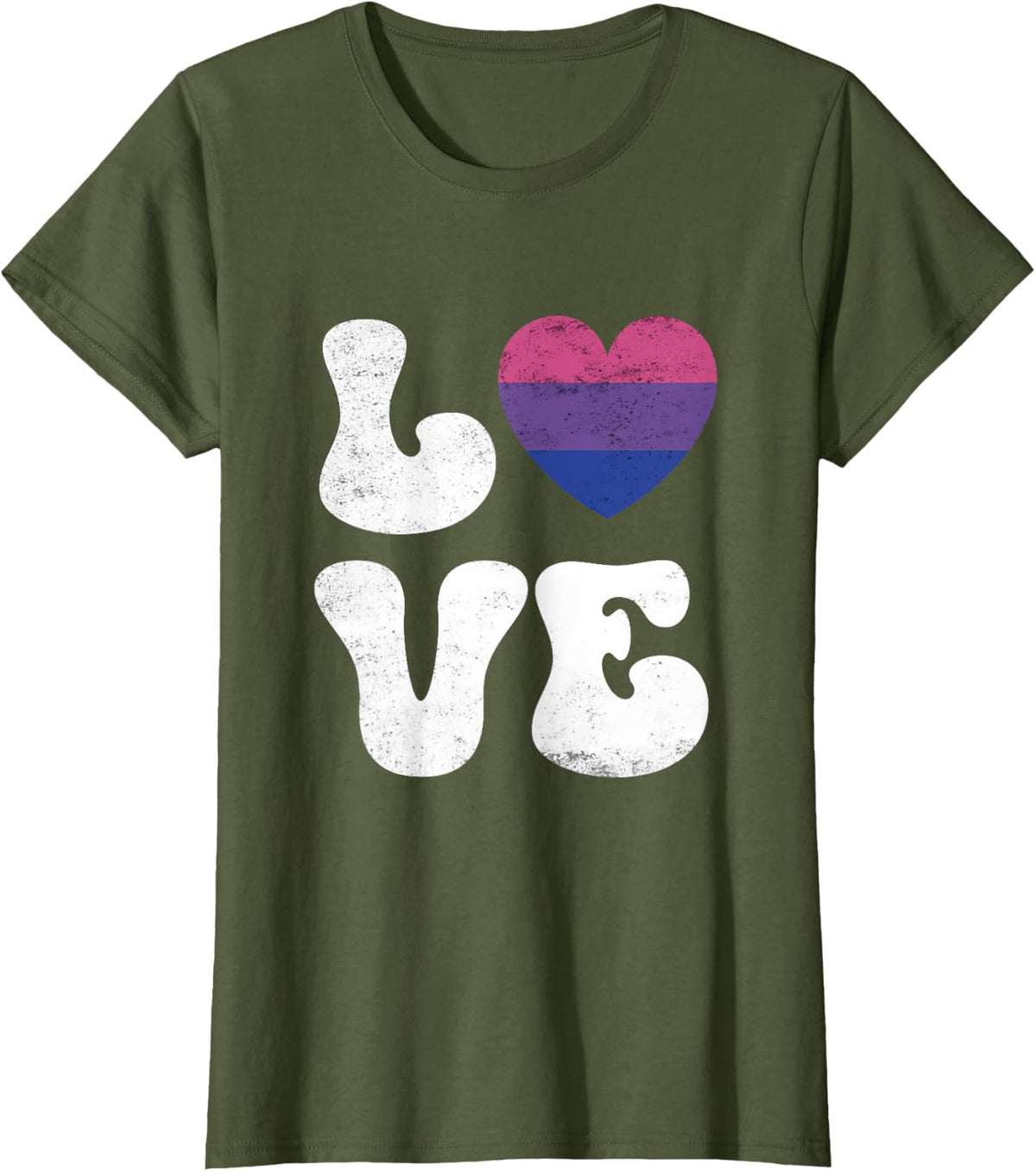 Bi Love LGBTQ Bisexual Pride T-Shirt - Olive Green