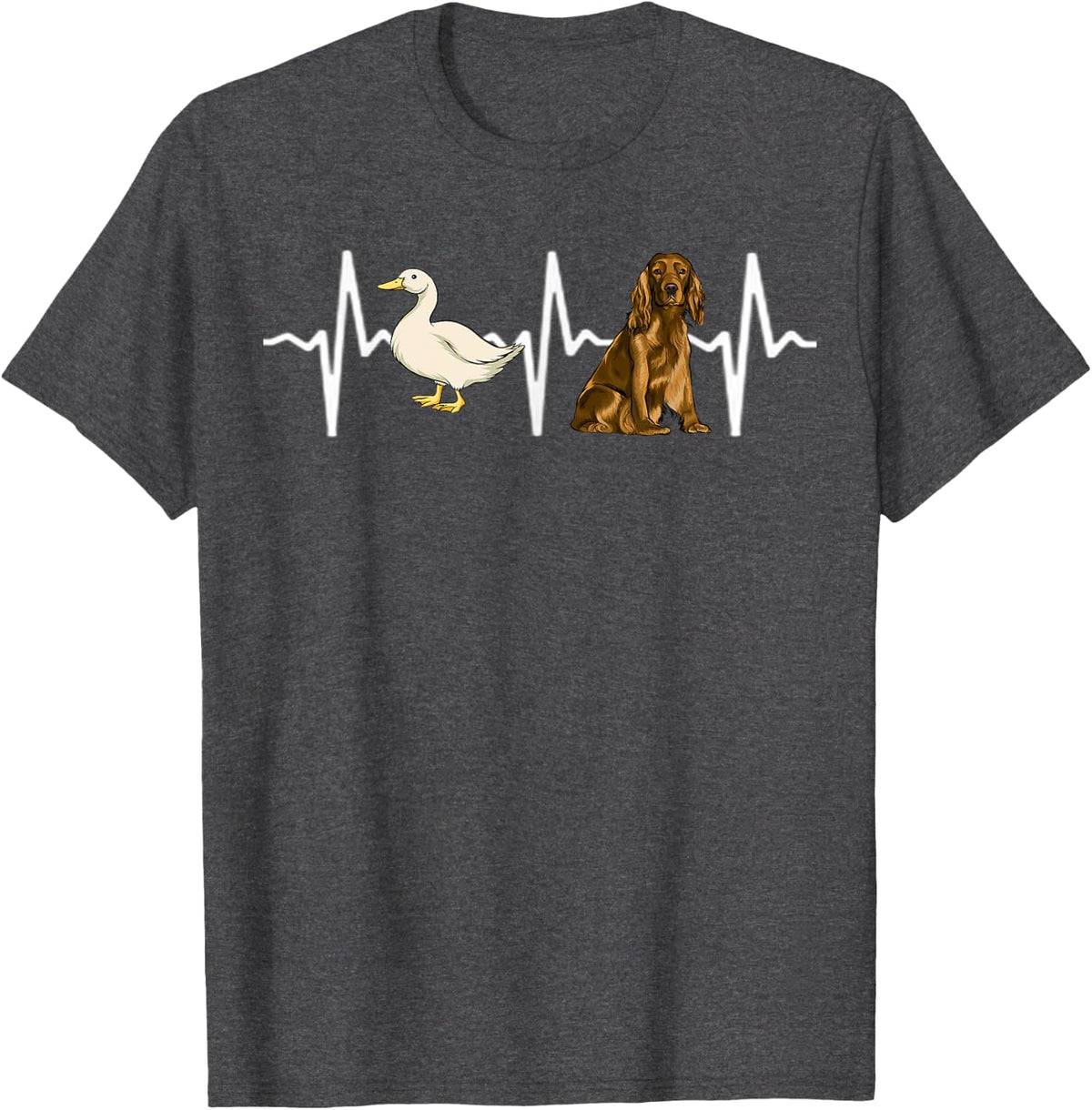 White Duck Cocker Spaniel Heartbeat Dog Lover Men Women Kids T-Shirt - Dark Heather Grey