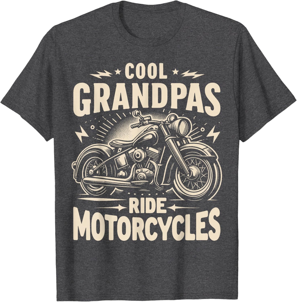 Cool Grandpas Riding Motorcycles, Father's Day Biker Grandpa T-Shirt - Dark Heather Grey
