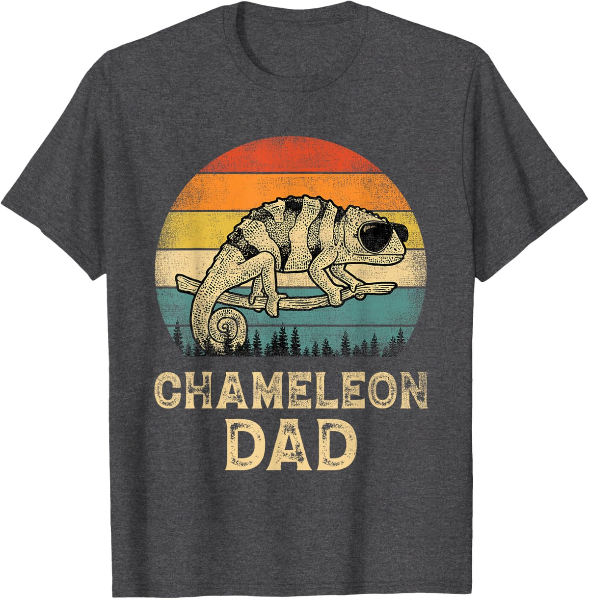 Vintage Chameleon Dad Chameleon Lovers Daddy Father's Day T-Shirt - Dark Heather Grey