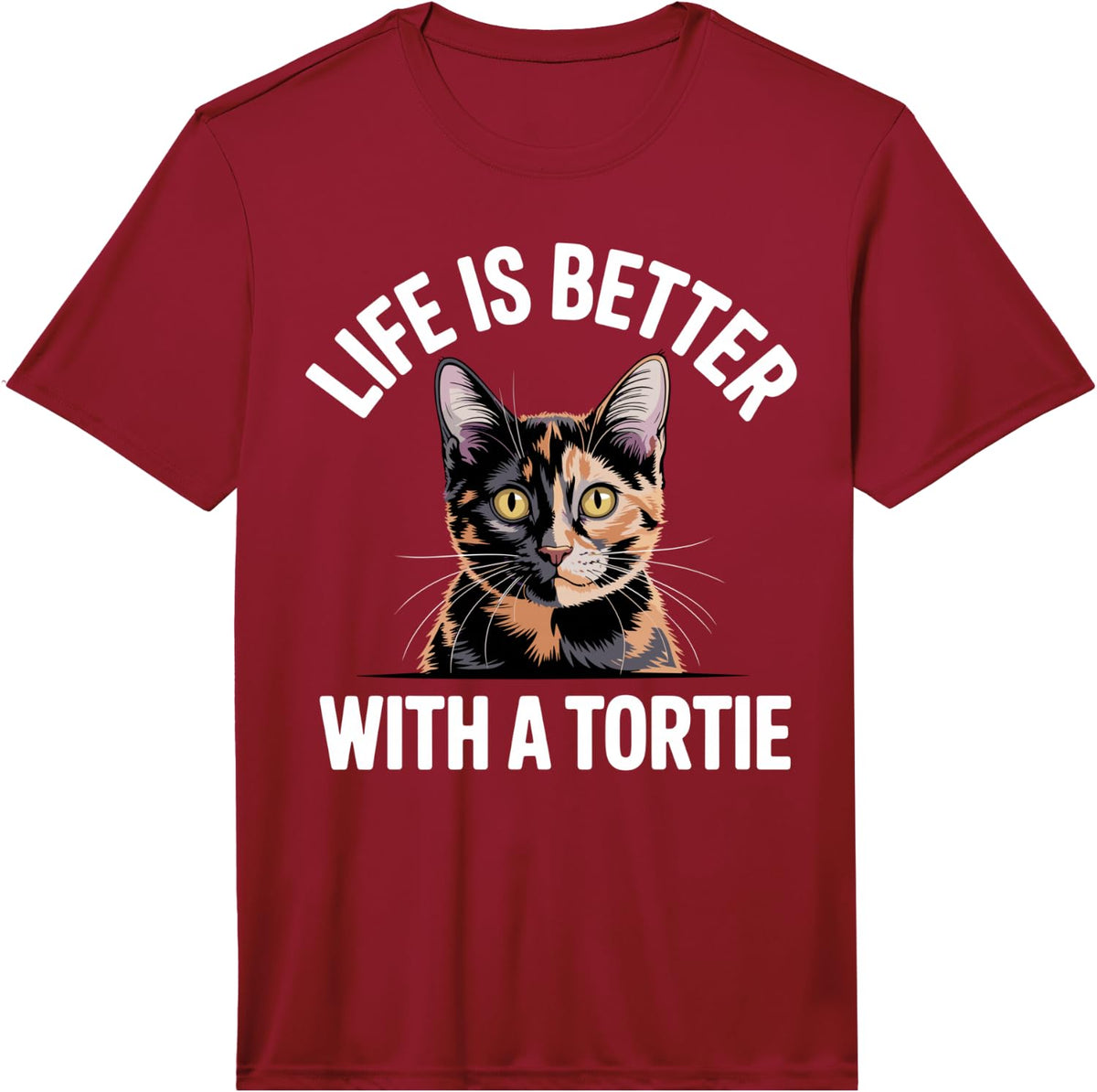 Cute Tortie Design for Men Women Tortoiseshell Cat Lovers Performance T-Shirt - Red