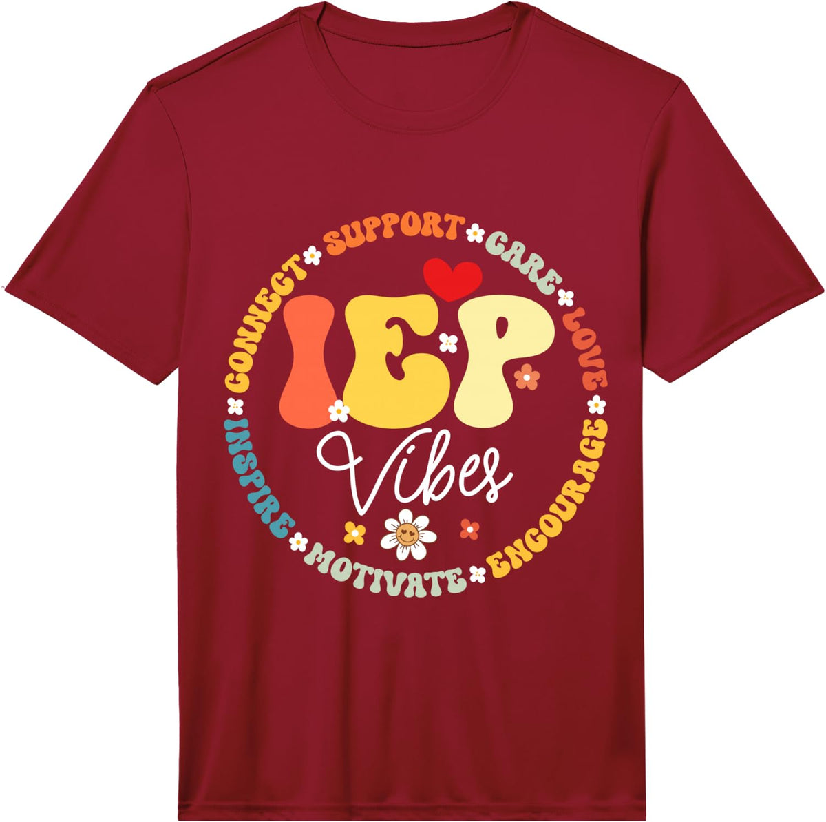 Groovy IEP Vibes I Encourage Progress Special Education Performance T-Shirt - Red