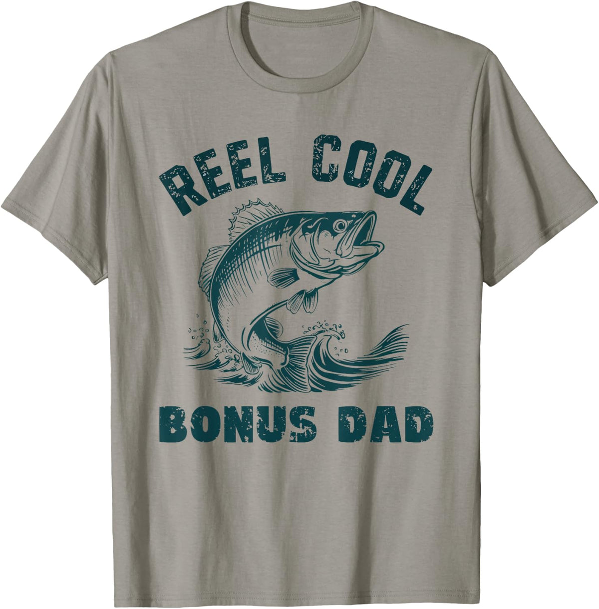 Reel Cool Bonus Dad Fishing StepDad Step-Dad Vintage Style T-Shirt - Slate Grey