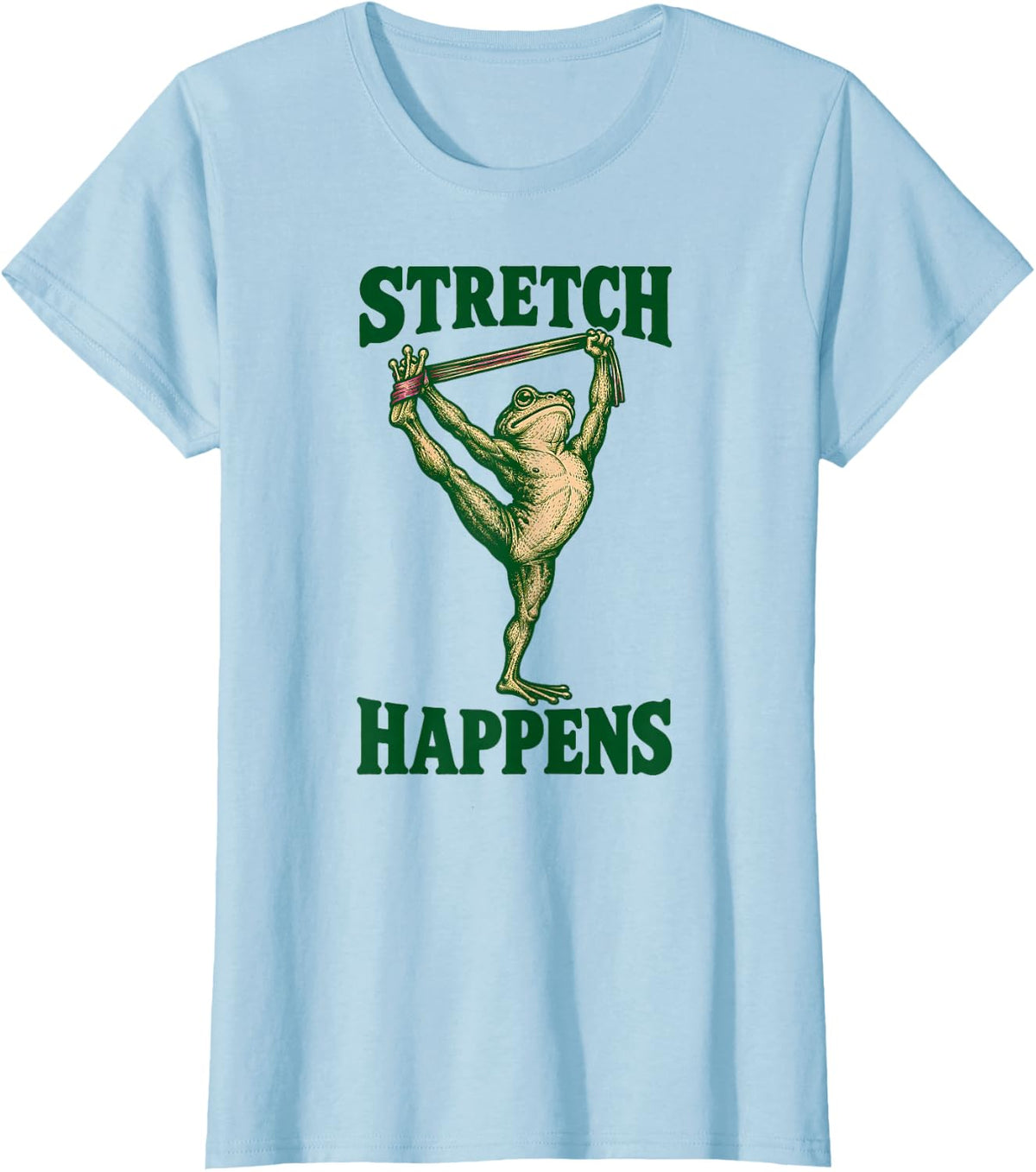 Stretch Happens Funny Physical Therapist Frog T-Shirt - Baby Blue