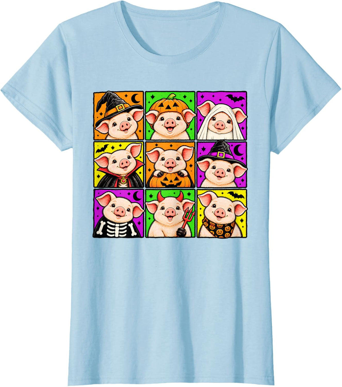 Pig Halloween Funny Spooky Farm Pig Lover Halloween Costume T-Shirt - Baby Blue