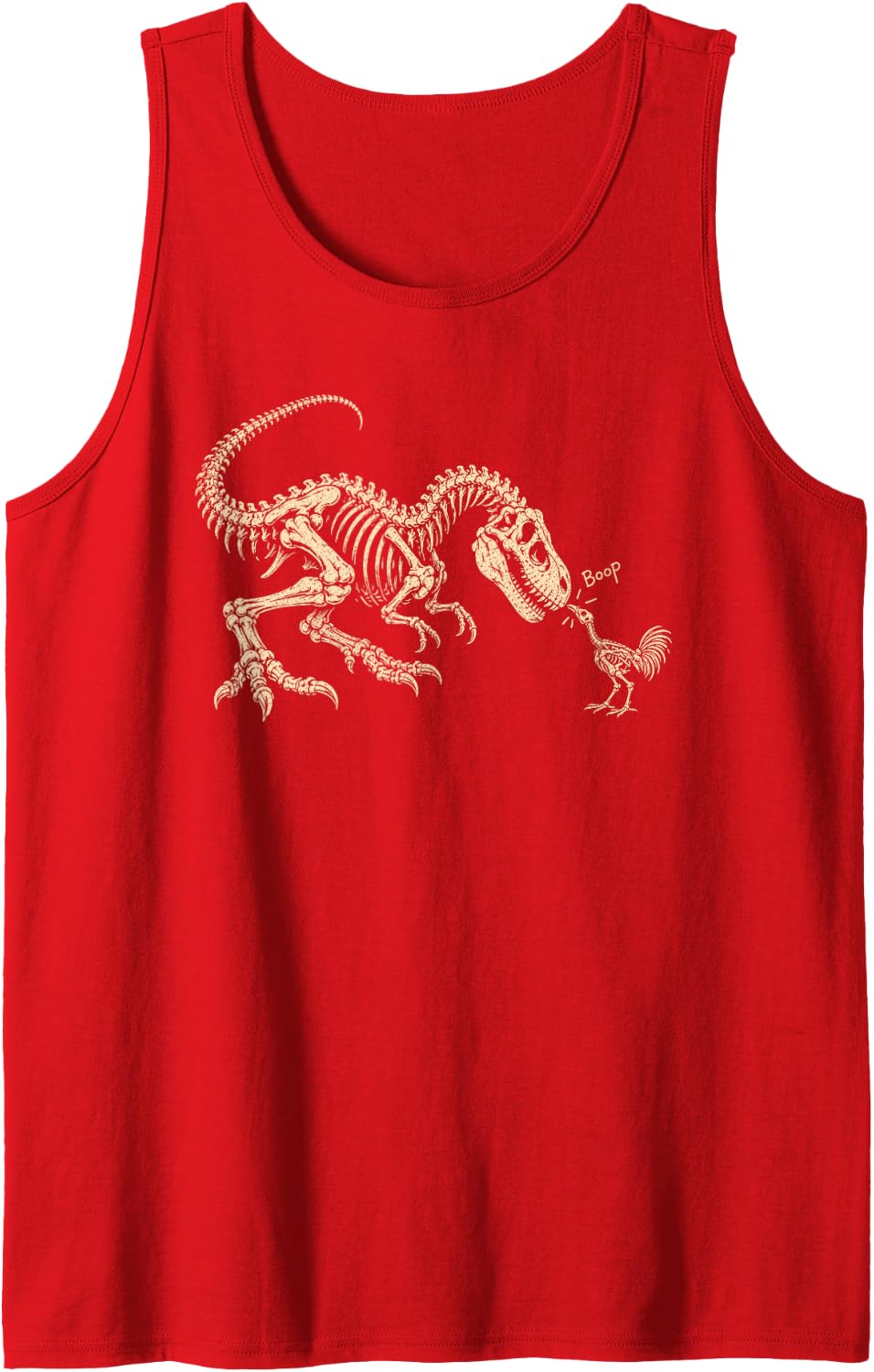 Dinosaur Chicken Evolution T-Rex Meme Boop Science Biology Sleeveless Tank Top - Red