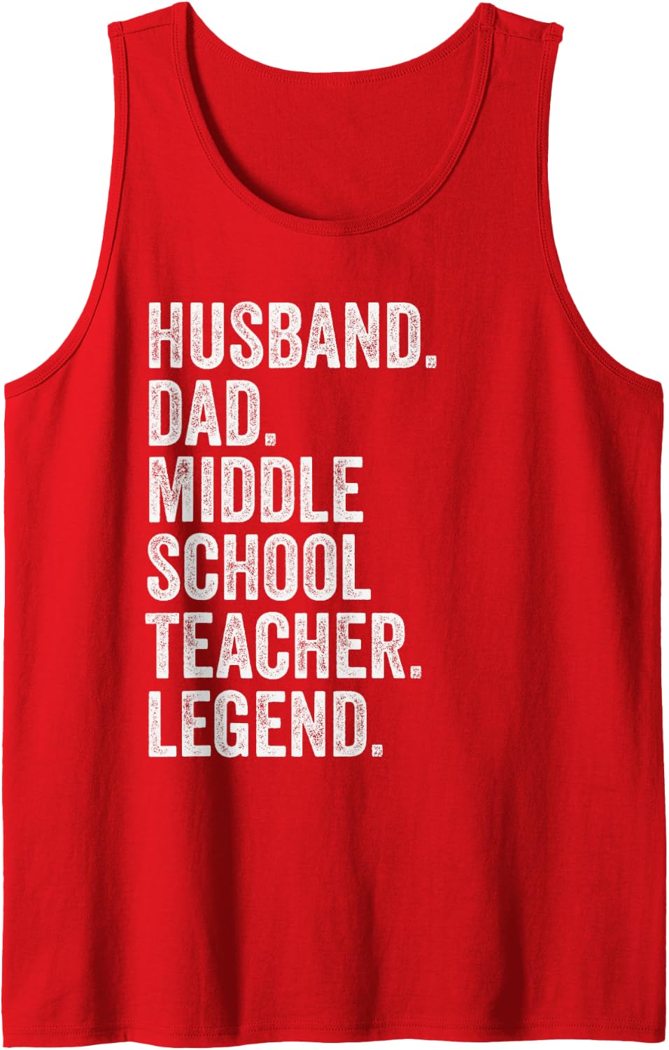Men's Husband Dad Middle School Teacher Legend Retro Vintage Sleeveless Tank Top - Red