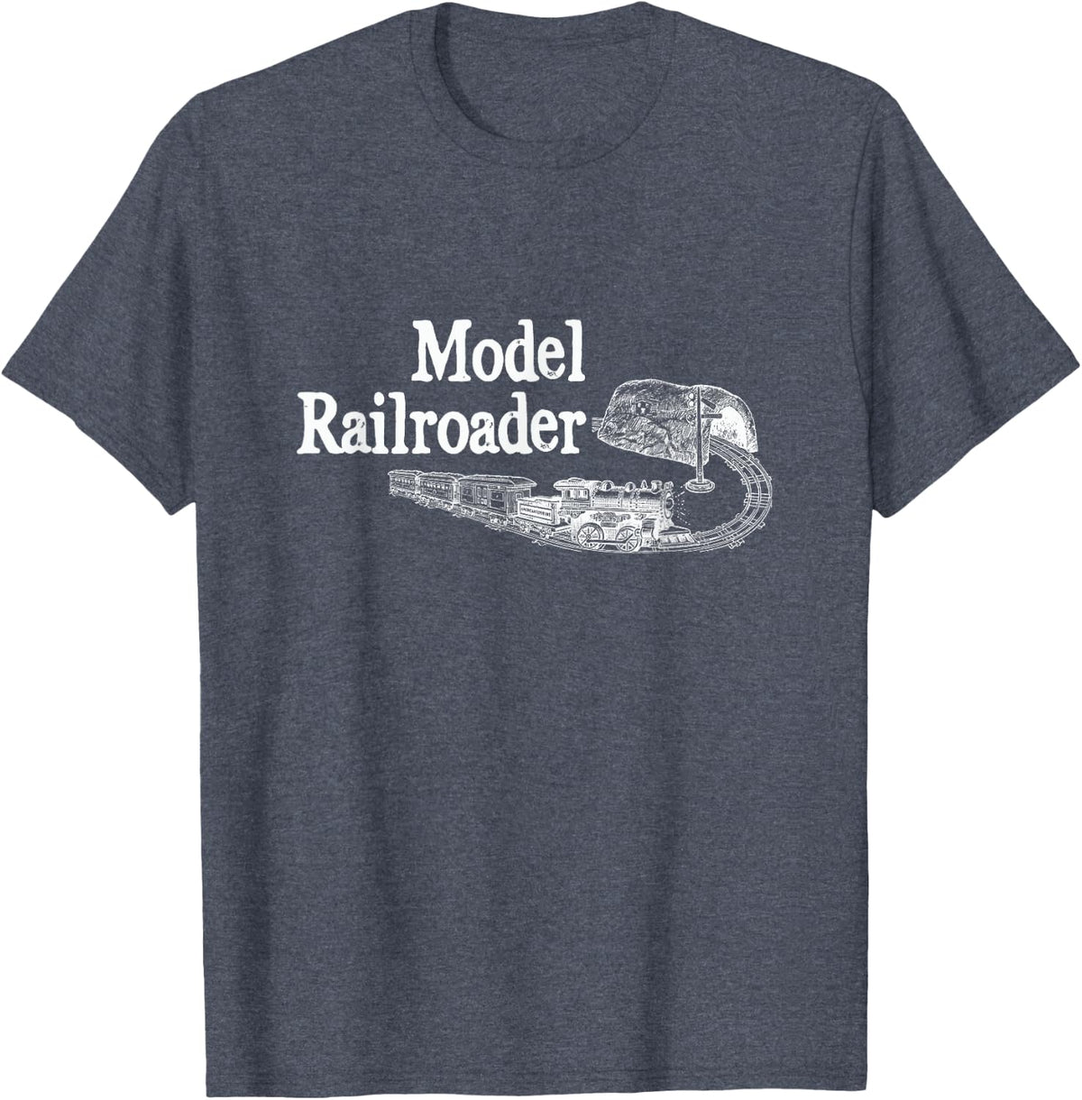 Model Train T-shirt Model Railroader - Heather Blue