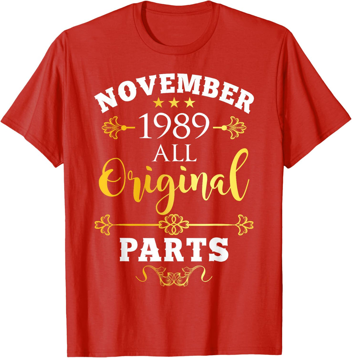 November 1989 Birthday Vintage Born in Nov Bday T-Shirt - Red