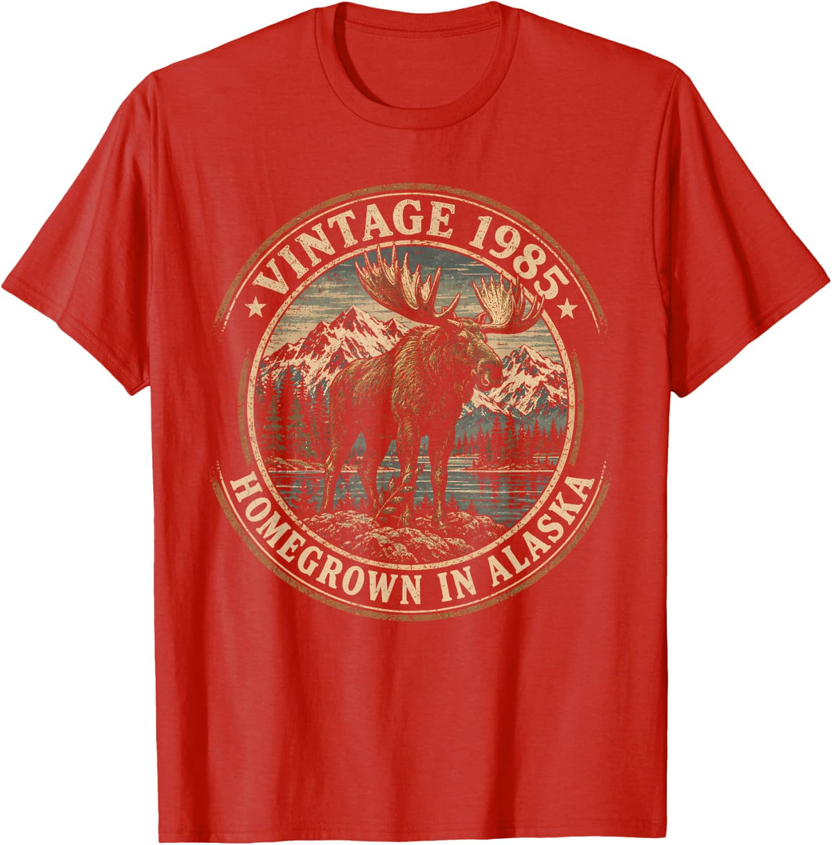 Vintage 1985 Homegrown in Alaska Moose T-Shirt - Red