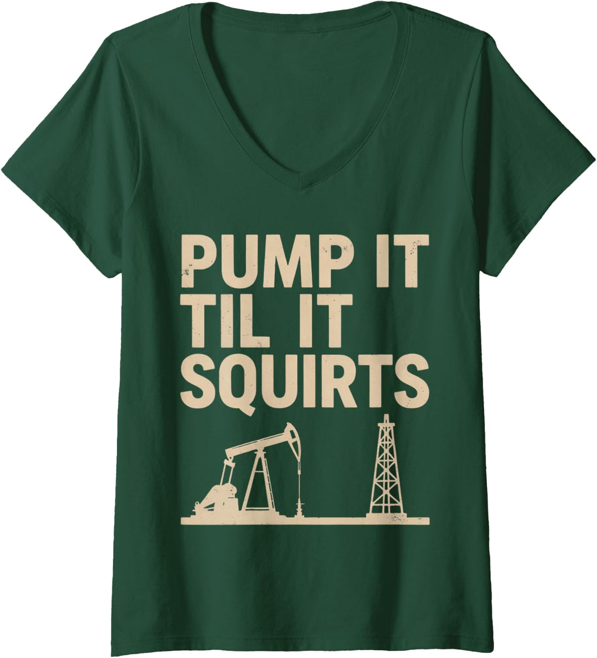 Women's Oilfield Drilling Rig Worker Energy Industry V-Neck T-Shirt - Dark Green