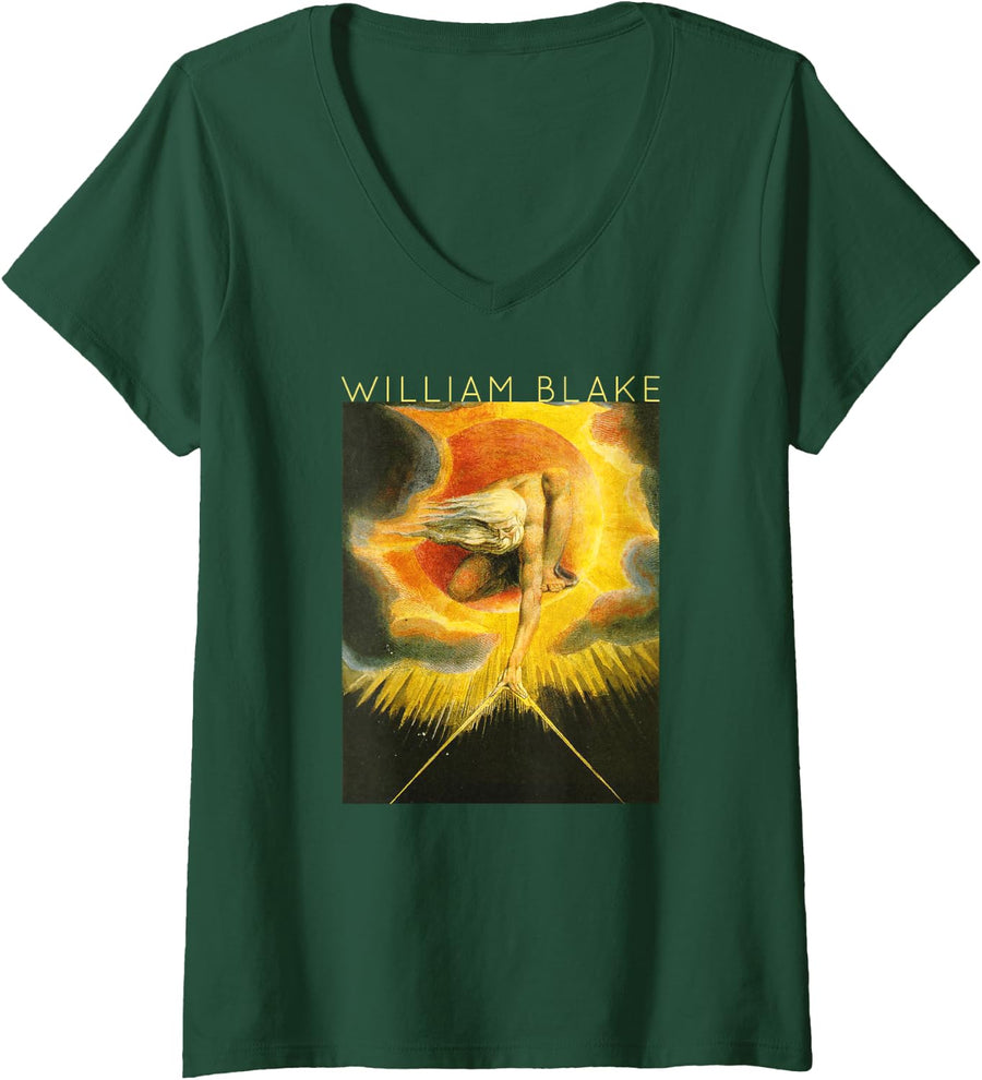Women's William Blake The Ancient of Days for Artists V-Neck T-Shirt - Dark Green