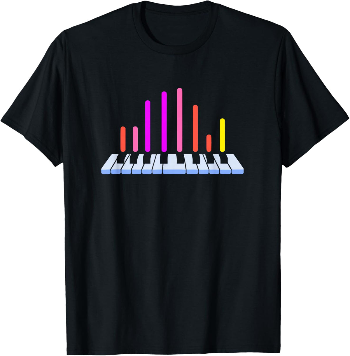 Piano Keyboard Audio Waves Music Producer Equalizer T-Shirt - Black
