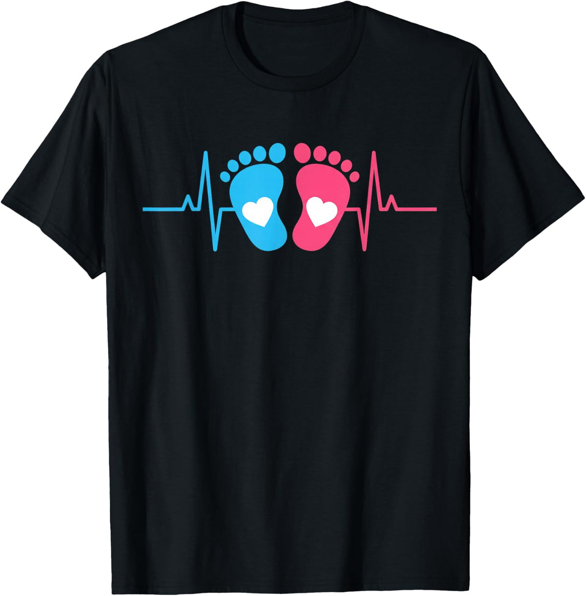 Nurse NICU Nurse Baby Footprints Heartbeat Neonatal Nurse T-Shirt - Black