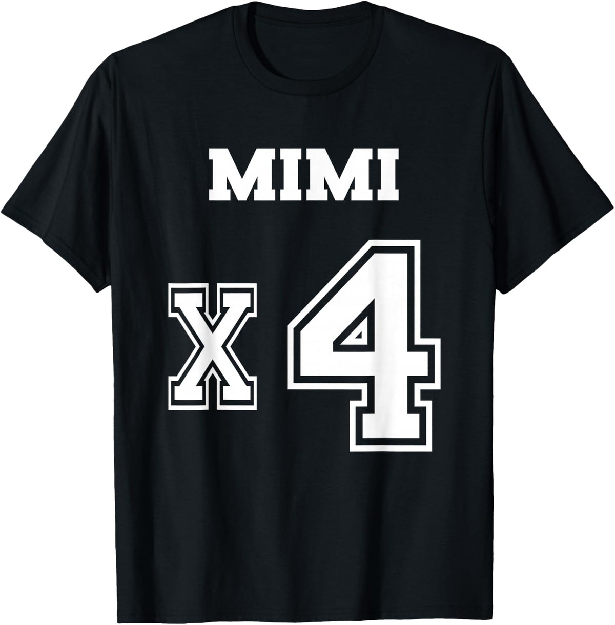 Jersey Style Mimi x4 x 4 Grandkids Proud Grandma Love T-Shirt - Black