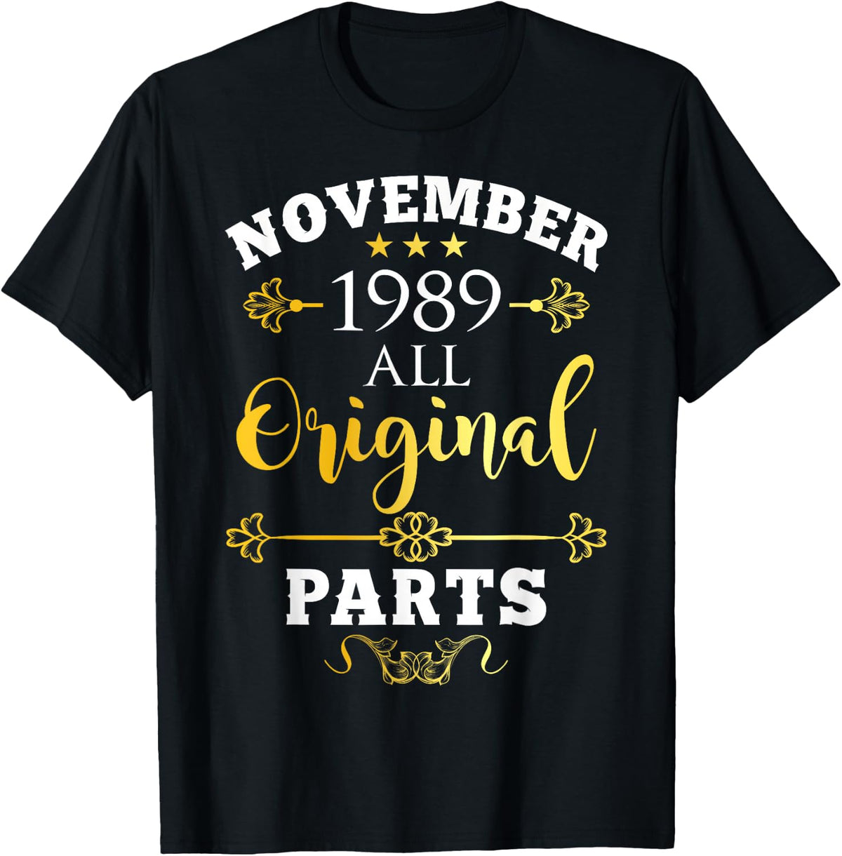 November 1989 Birthday Vintage Born in Nov Bday T-Shirt - Black