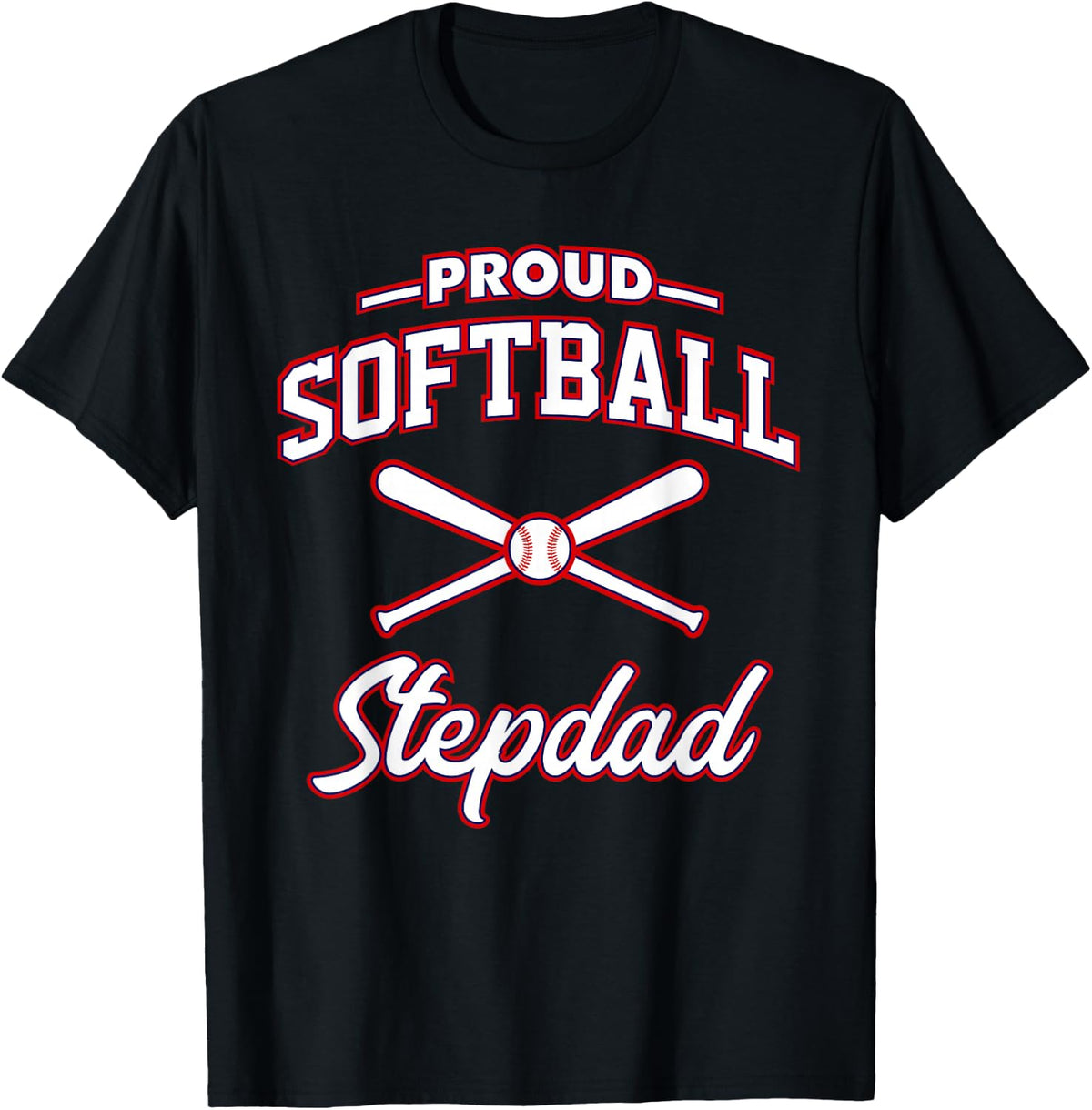 Proud Softball Stepdad T-Shirt - Black