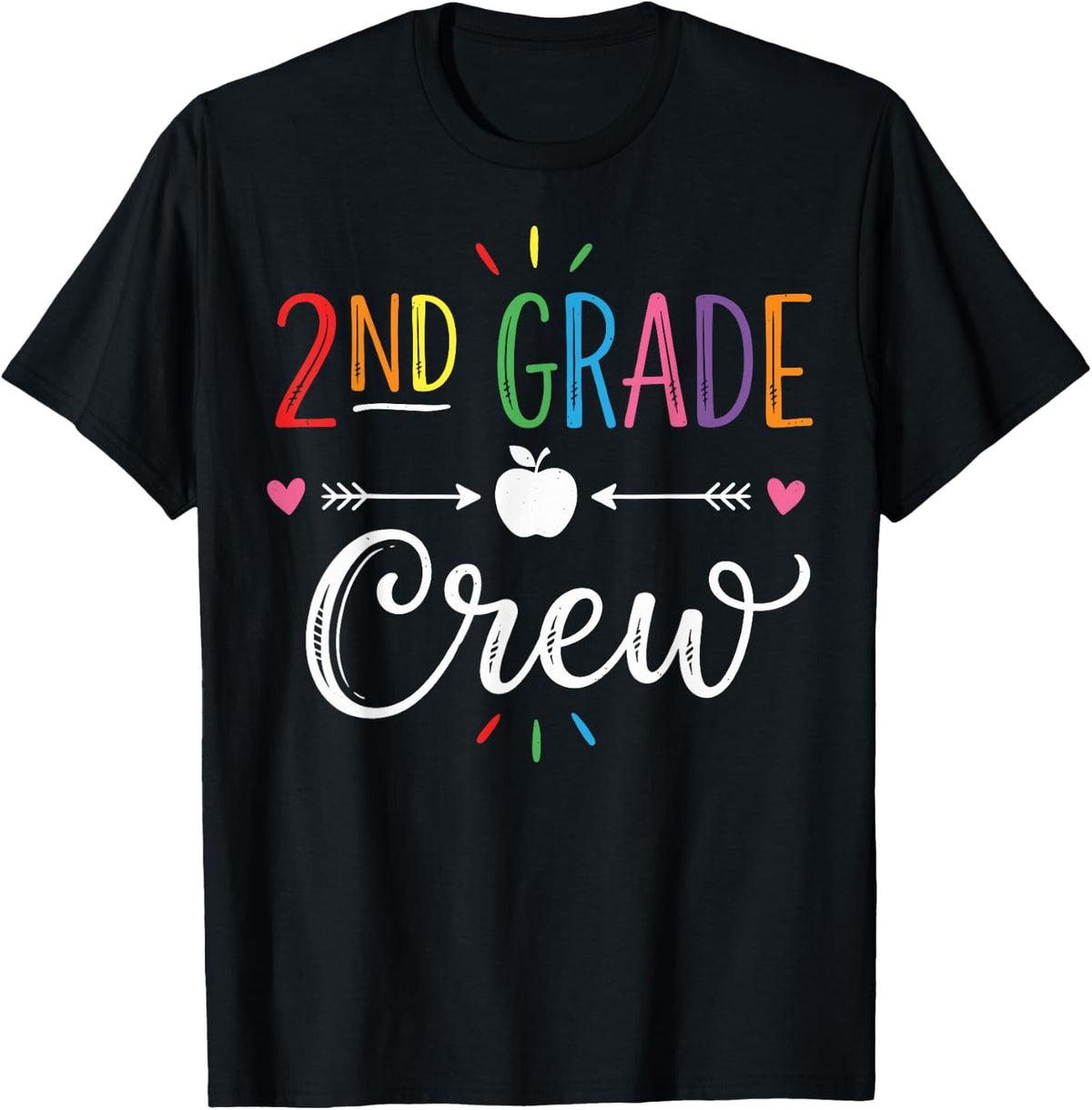 Second 2ND Grade Crew Back to School Kids Students Tee T-Shirt - Black