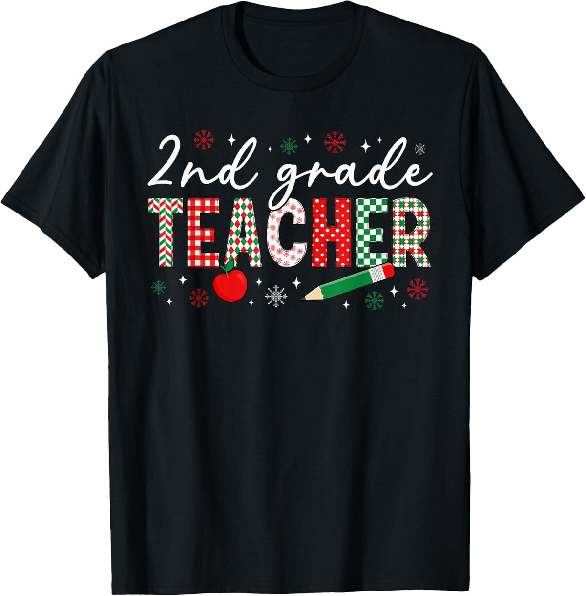2nd Grade Teacher Christmas Second Grade Teacher Xmas Party T-Shirt - Black