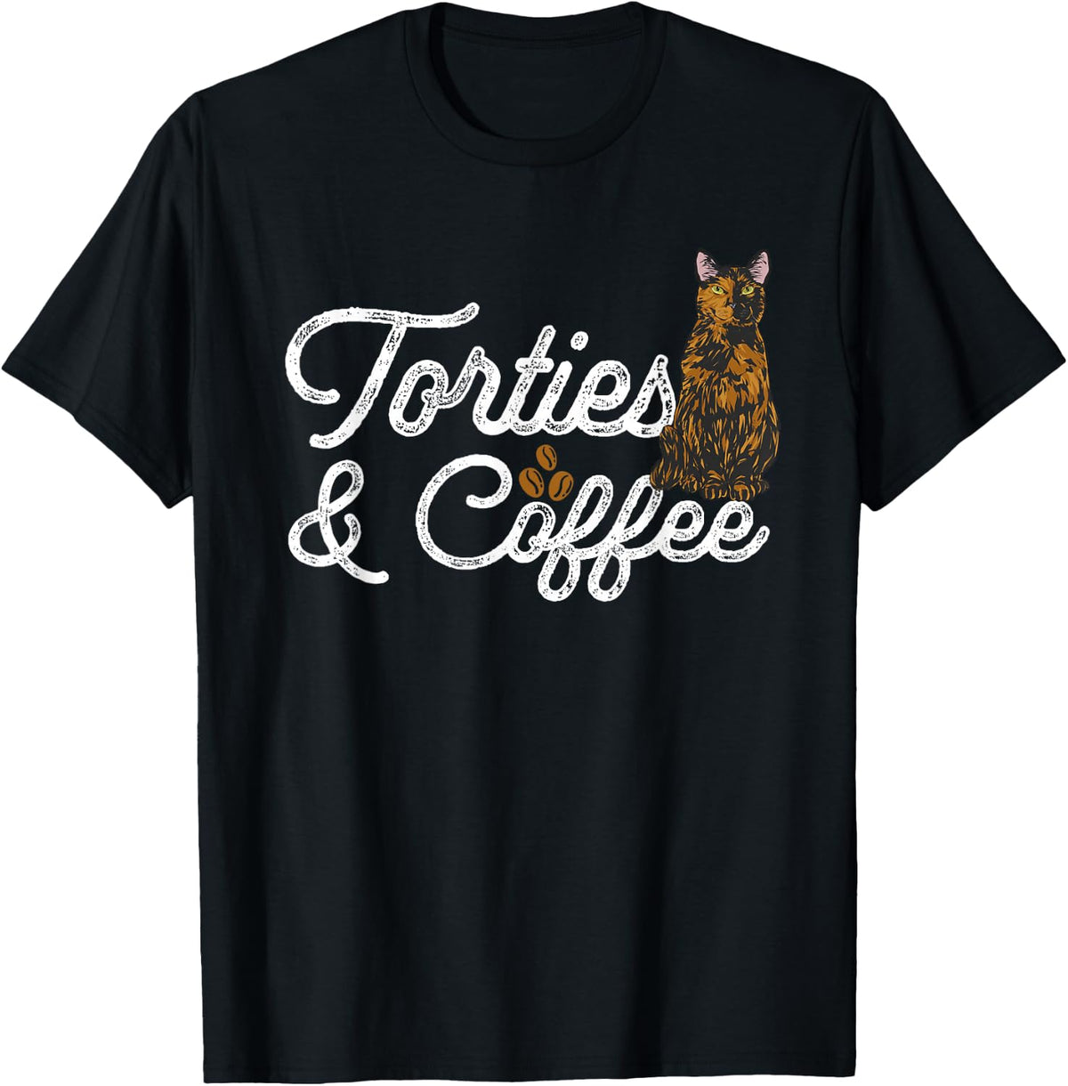 Coffee Tortoiseshell Cat Tortie T-Shirt - Black