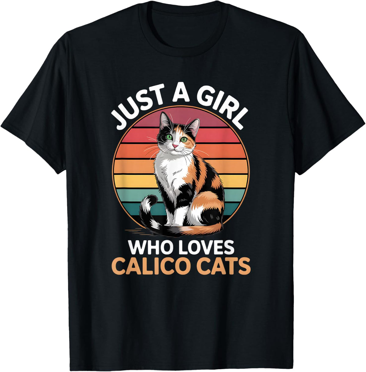 Girls Calico Cat T-Shirt - Black