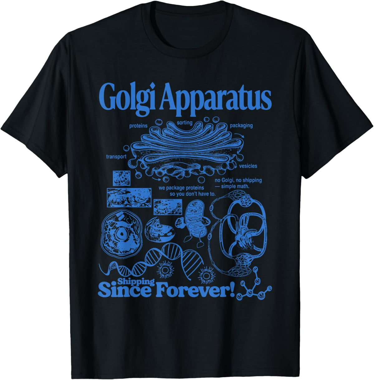 Mitochondria Biology T-Shirt Golgi Apparatus Cell Diagram Science Tees - Black