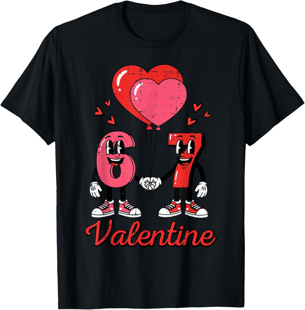 6 7 Valentine Valentines Day 67 Six Seven Kids Boys Youth T-Shirt - Black