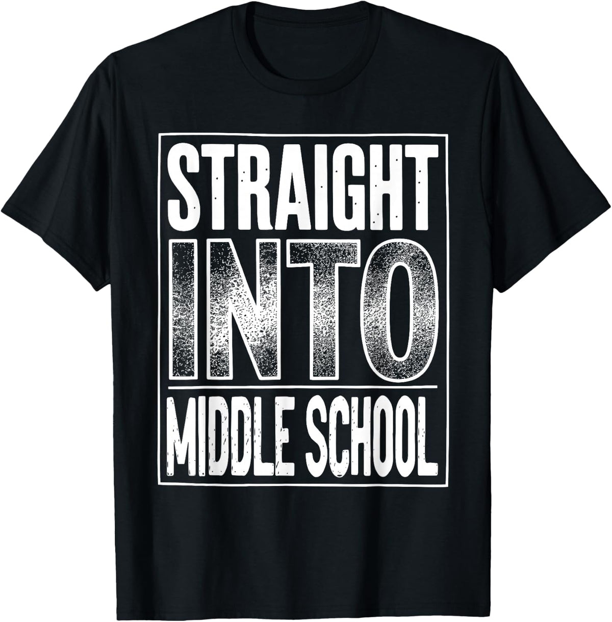 Straight Into Middle School Back To School Teacher Student T-Shirt - Black
