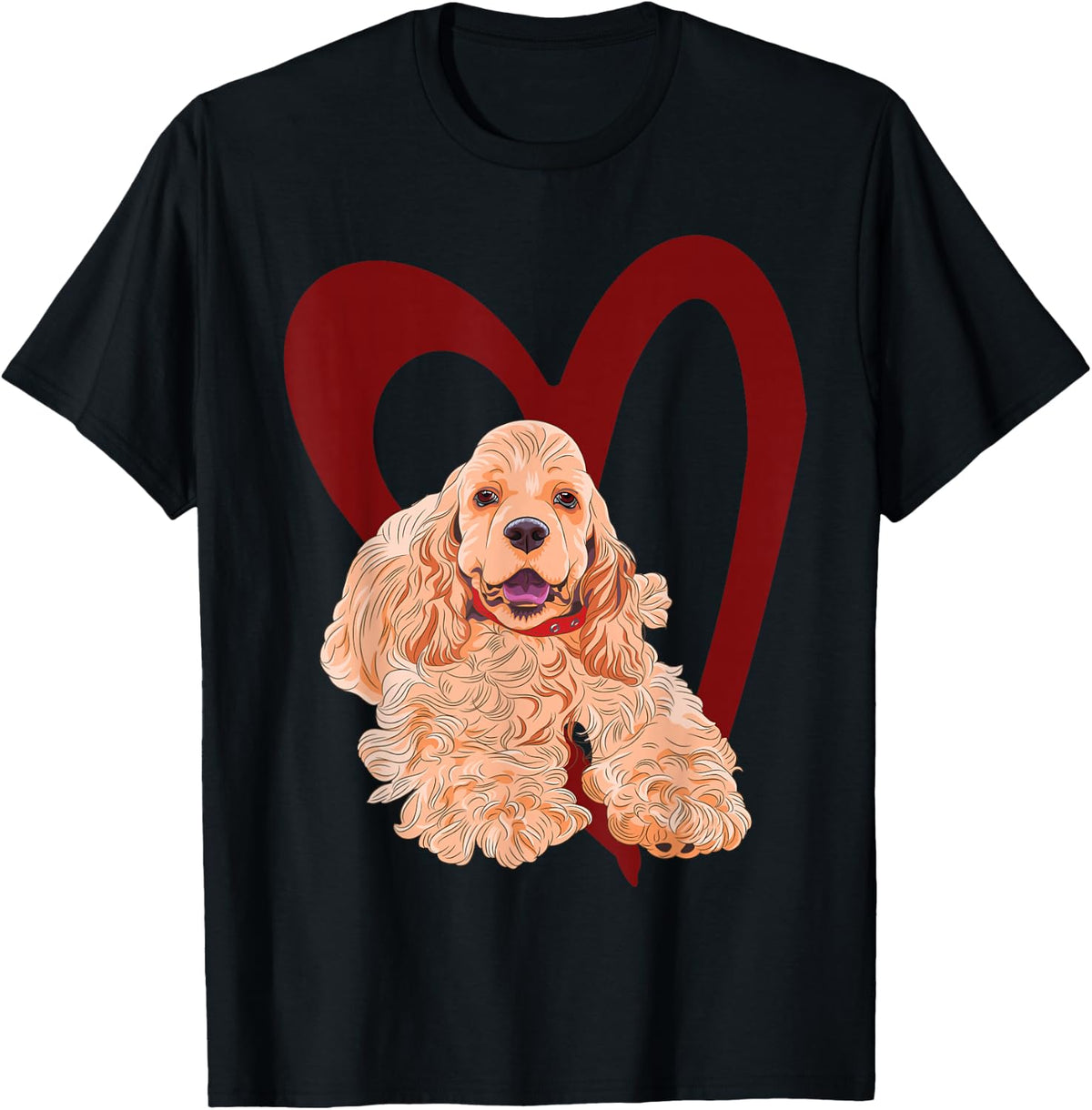 Cocker Spaniel Gift Heart Valentines for Animal Lovers T-Shirt - Black
