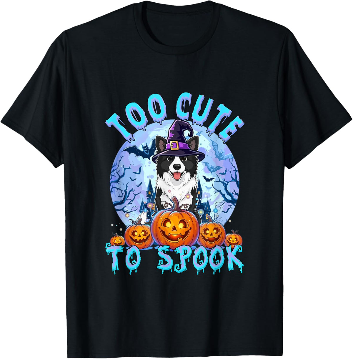 Cute to Spook Halloween Border Collie As Witch Lover Owner T-Shirt - Black