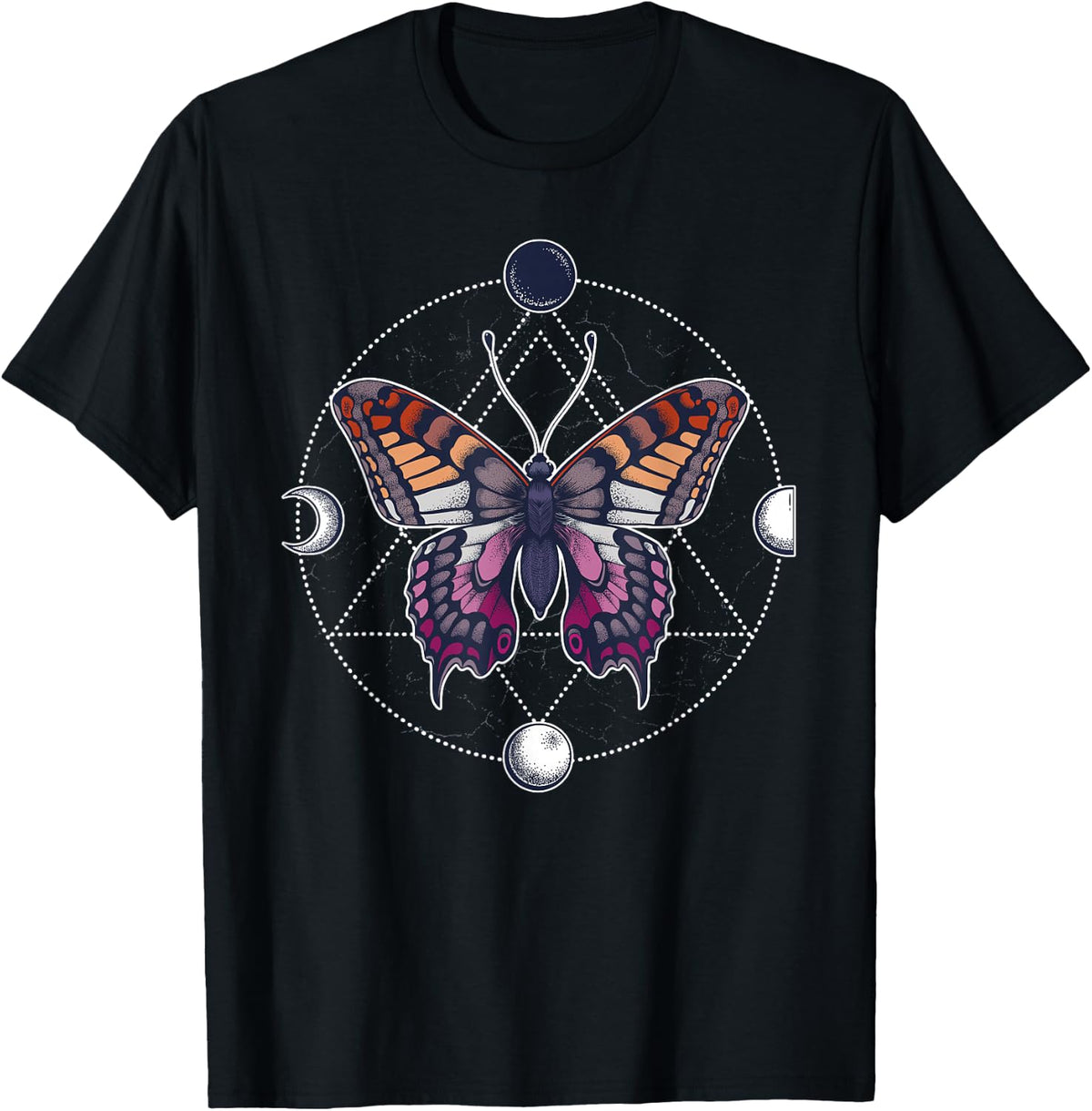 Lesbian Butterfly Sapphic Gay Pride Flag LGBT Subtle T-Shirt - Black