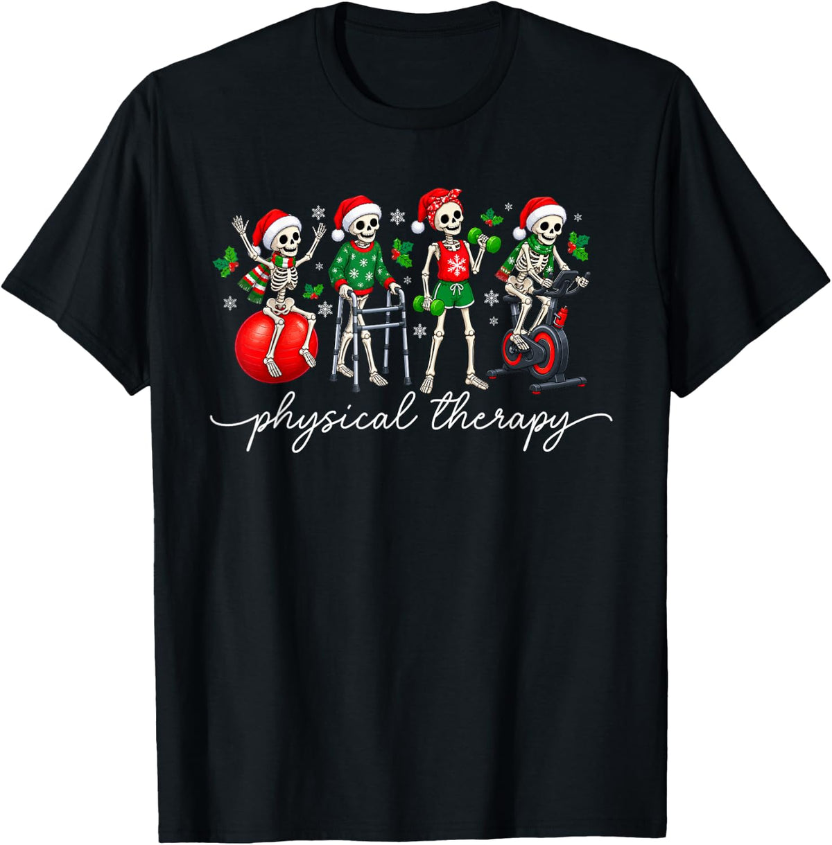 Physical Therapy Christmas Physical Therapist Xmas Party T-Shirt - Black