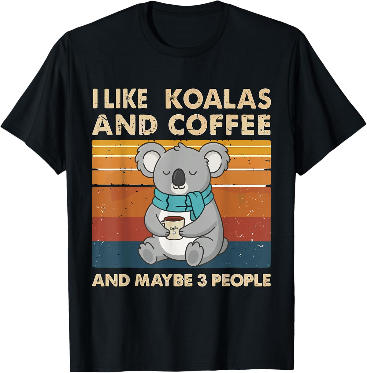 Koala Coffee Funny Introvert Animal Lover Women Girls T-Shirt - Black