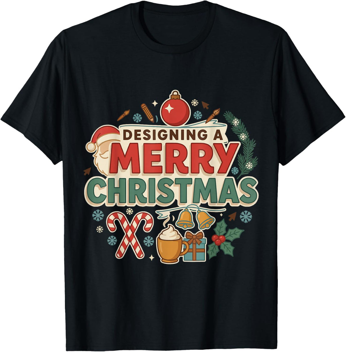 Christmas Graphic Designer T-Shirt - Black