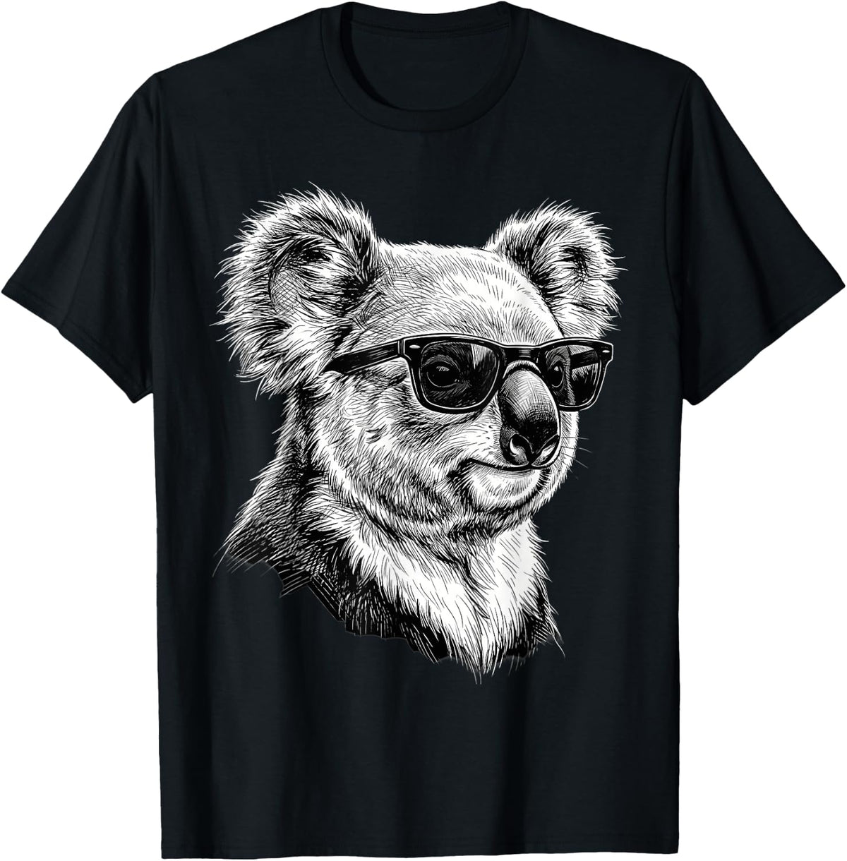 Koala Sunglasses Illustration Potrait Cute Koala Bear Animal T-Shirt - Black
