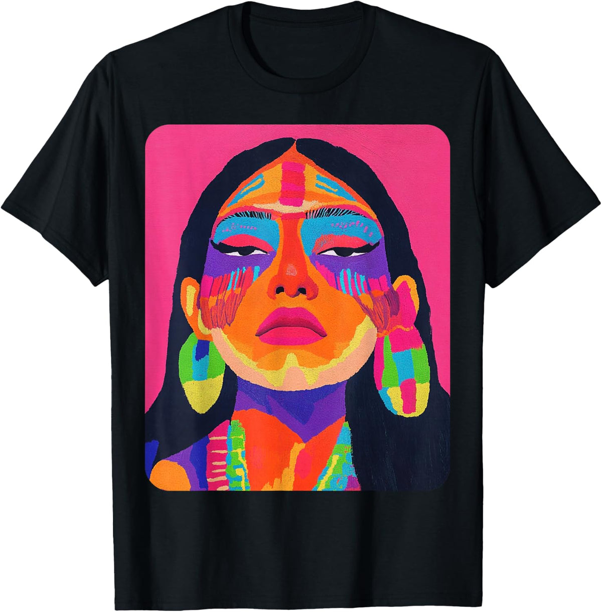 Women's Abstract Art Designer T-Shirt - Black