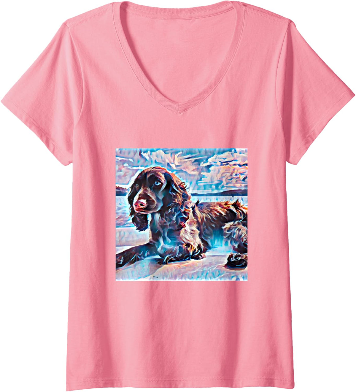 Women's Cocker Spaniel V-Neck T-Shirt - Pink
