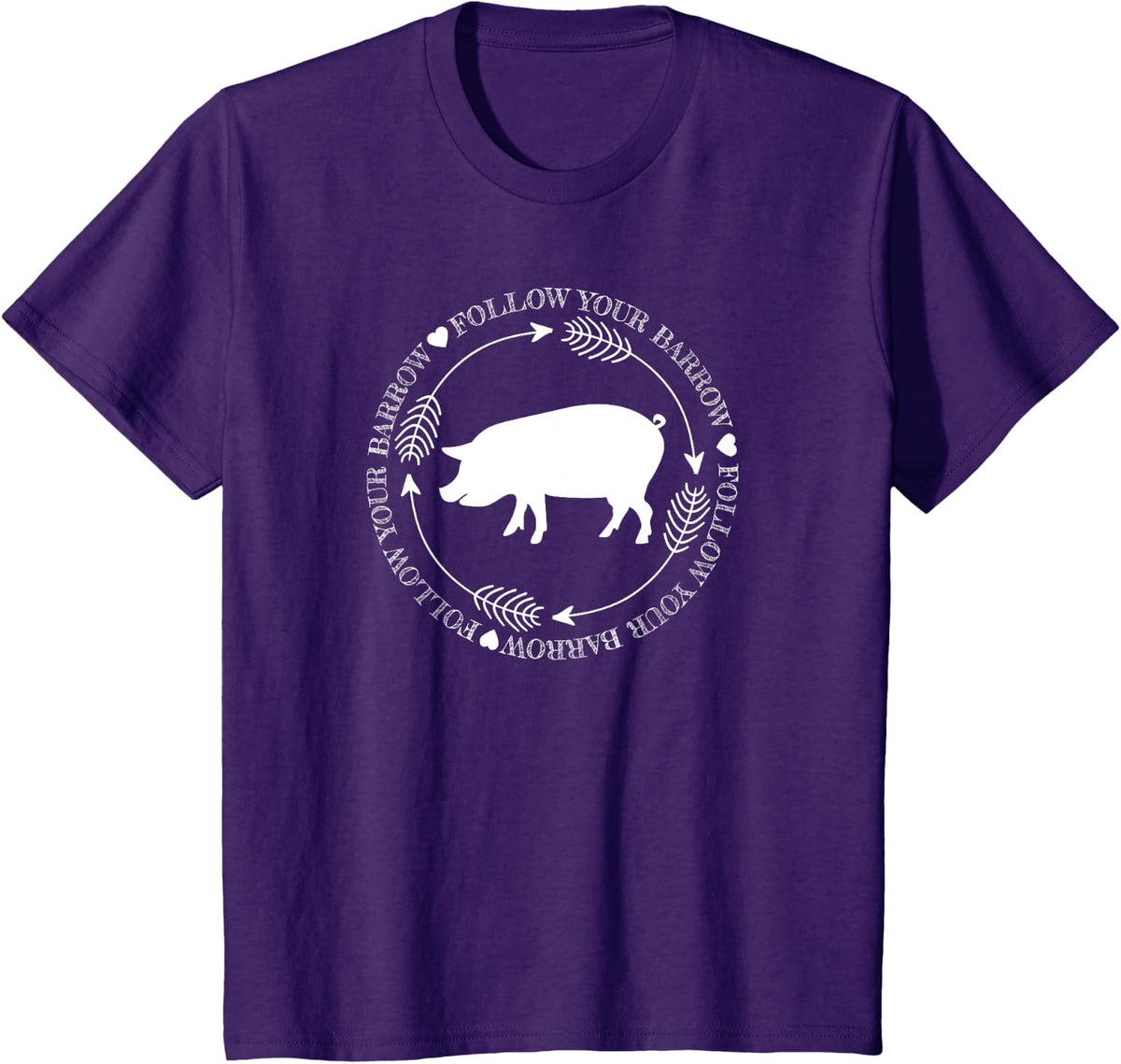 Follow Your Barrow Sketched Roundel Pig Lovers T-Shirt - Purple