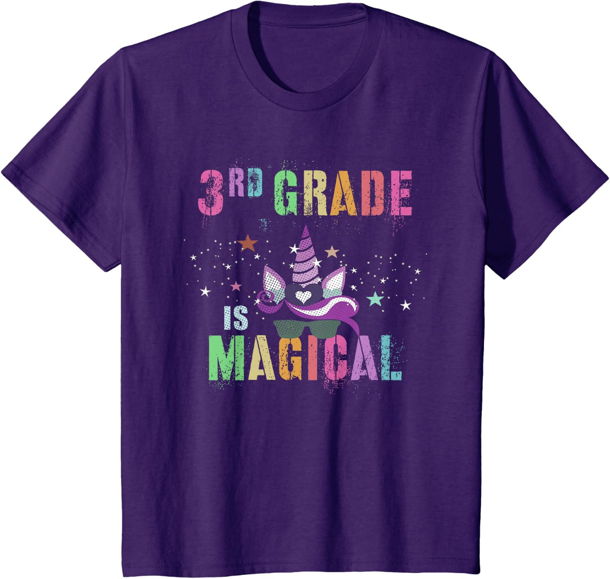 Cool 3RD GRADE IS MAGICAL Third Grader I'm Unicorn Teacher T-Shirt - Purple