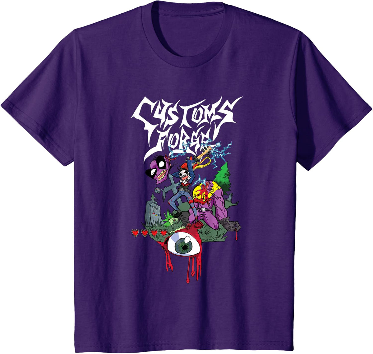 CustomsForge Metal White Font T-Shirt Tee Custom Graphic Tees for Men Women - Purple