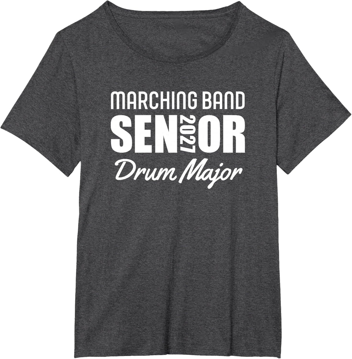 2027 Senior Drum Major Marching Band T-Shirt - Dark Heather Grey
