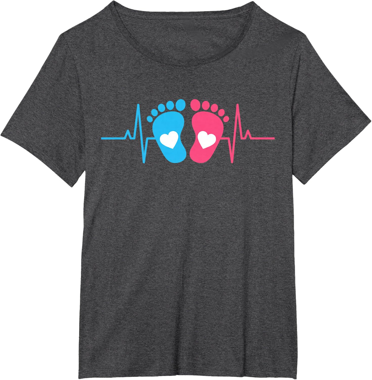Nurse NICU Nurse Baby Footprints Heartbeat Neonatal Nurse T-Shirt - Dark Heather Grey