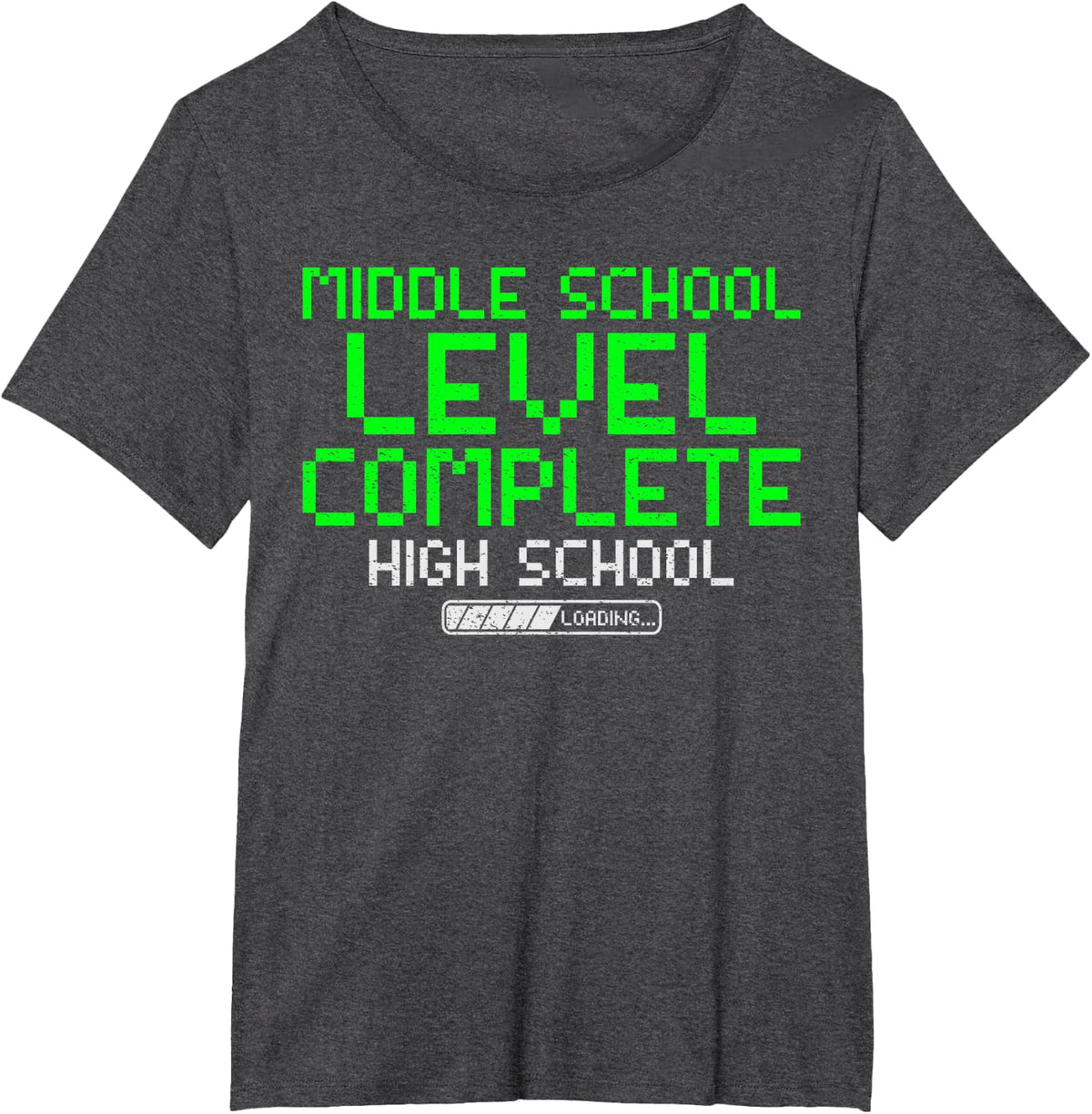 Middle School Level Complete High School Graduation Gaming T-Shirt - Dark Heather Grey