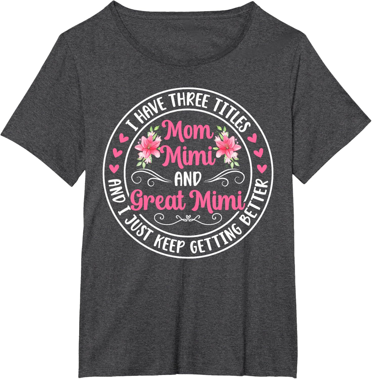 Mom Mimi and Great Mimi Appreciation Great Mimi T-Shirt - Dark Heather Grey