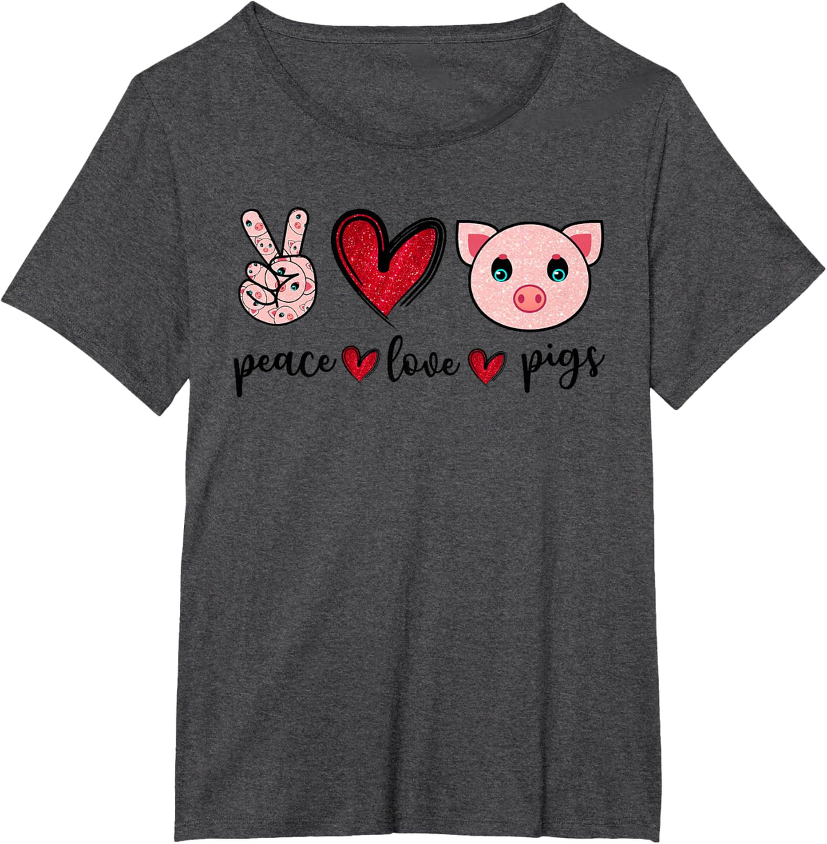 Pig Lover Shirt for Women Girls Farmer T-Shirt Tee - Dark Heather Grey