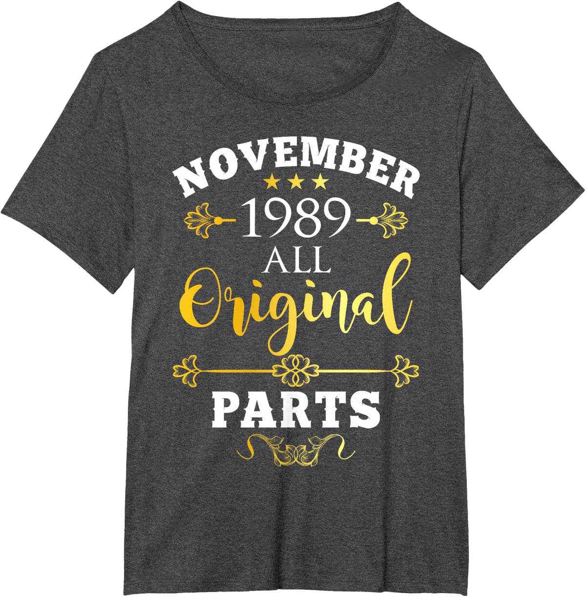 November 1989 Birthday Vintage Born in Nov Bday T-Shirt - Dark Heather Grey