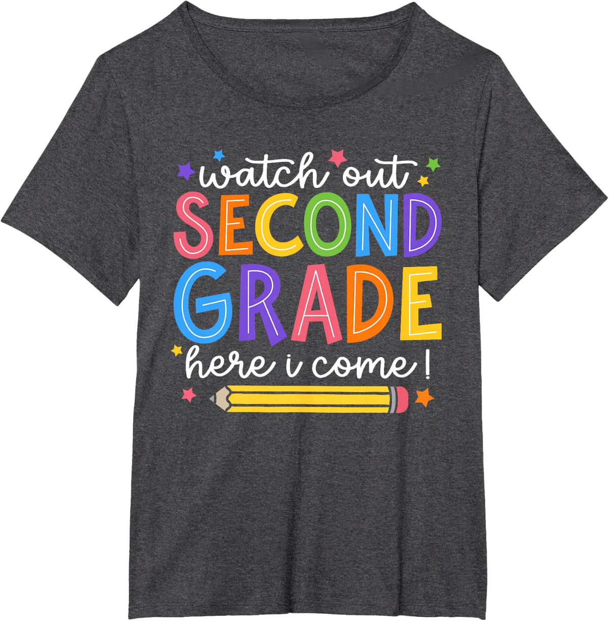 Watch Out Second Grade Here I Come 2nd Grade Back To School T-Shirt - Dark Heather Grey